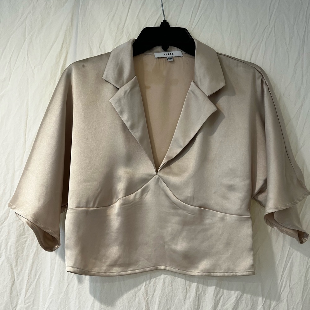 Ro & De Cream Satin Blouse
